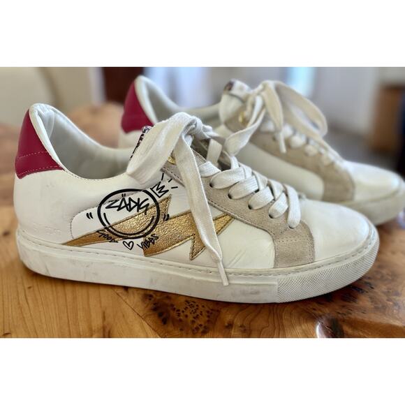 Zadig & Voltaire Women's Tennis Sneakers White Leather Size 37 - Picture 3 of 11